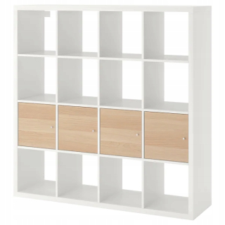 Knižnica Ikea Kallax so 4 kazetami White Oak 147x147 cm