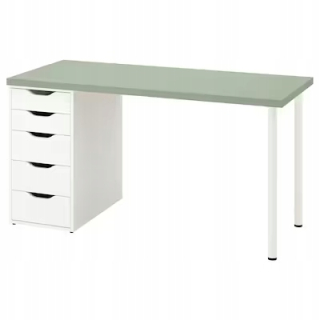 Ikea Lagkapten Alex Desk, svetlo zelená biela140x