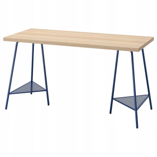 Ikea Lagkapten Tillslag Desk Oak Navy Blue 140x60cm