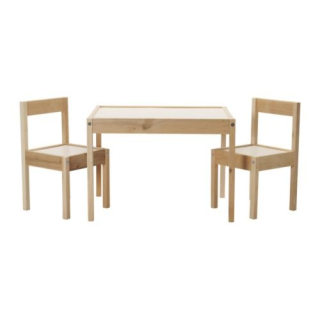 Ikea latt stolík + 2 stoličky, drevené detské