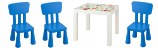 Ikea chýba tabuľka Huslia + stoličky Mammut 3