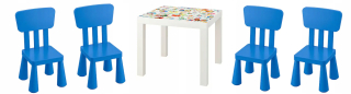 Ikea chýba tabuľka Huslia + stoličky Mammut 4