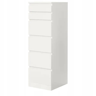 IKEA MALM HRUDA KOMEROV 6 Zásuvky biele /zrkadlo 40x123 cm