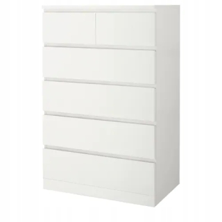Ikea Malm Dresser 6 zásuviek biele 80x123 cm