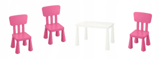Ikea Mammut Detské stolové stoličky ružové stoličky 3 ks