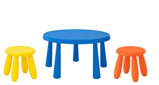 Stôl IKEA MAMMUT Blue + 2 taburetky pre deti