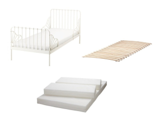 Ikea Minnen Bed Gast White + matrac nattsmyg