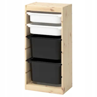 IKEA TROFAST Knižnica svetlá borovica biela čierna
