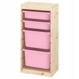 IKEA TROFAST Knižnica svetlá borovica ružová 44x30x91 cm