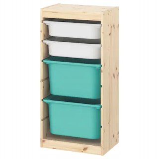 Ikea Trofast stojan Light Pine Turkus 44x30x91 cm