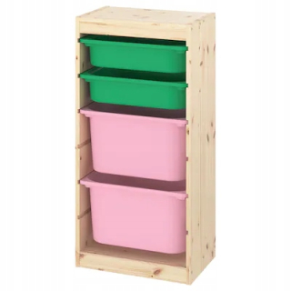 Ikea Trofast stojan ľahká borovica zelená/ružová