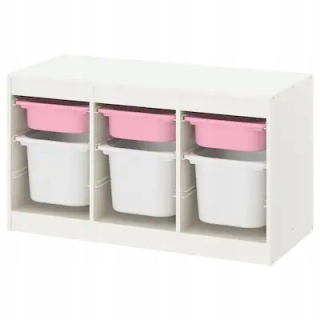 Ikea trofast ružový stojan biely 99x44x56 cm