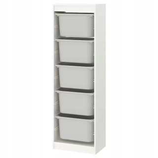 Ikea Trofast biela polica+5 hračiek s kontajnermi s