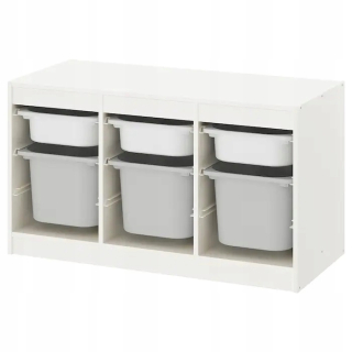 Ikea Trofast biela polica + 6 hračkárskych nádob