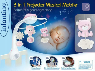 Infantino 3in1 Hudobný projektor Pink Carousel