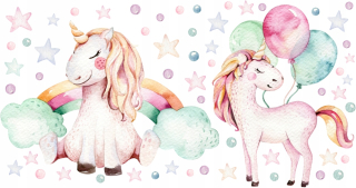 Unicorn Rainbow Balloons nálepky pre stenu mix