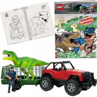 Jurský svetový vozidlo Jeep Figurine T-Rex Dinosaurus
