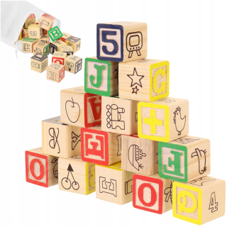 Drevené bloky písmená digitálne obrázky puzzle