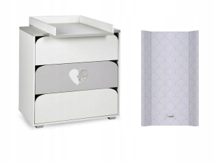 Kluupś Dresser Nel Heart White-Popiel + prebaľovací stôl