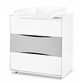 Klupś hrudník s zásuvkami so prebaľovacím stolom Nati White Ash