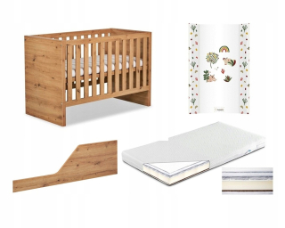 Klupś Cot 120x60 Amelia Oak +matrac +zvitky