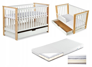 Klupś Cot 120x60 Iwo White +zásuvka +matrac