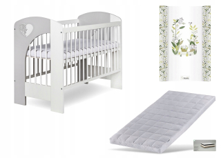 Klupś detská postieľka 120x60 Nel Heart White Grey +Material
