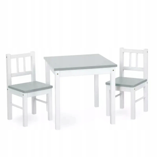 Klupś Table+Dve stoličky s bielym špirálom Joy