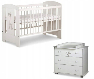 Klupś nábytok set žiraf Biel Biel Biel Cot 120x60