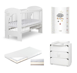 Klupś nábytok set Nel Cloud White +matrac +