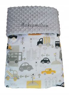 Minky prikrývka 100x75 prešívaná výšivka (meno a priezvisko)