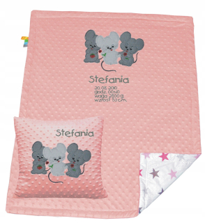 Fleece prikrývka Minky metrické meno+výšivka vankúša