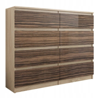 Zásuvky na hrudník 120 cm skrinka 8 zásuviek Sonoma High Gloss