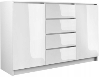 Kúzačka 2 dvere 4 zásuvky 140 cm biely lesk