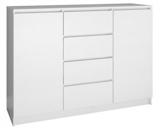Zásuvky 2d4s 120 cm biele 4 zásuvky 2 Dvere salón