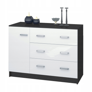 Kúzačka 3 zásuvky 1 Dvere Wenge/White Gloss