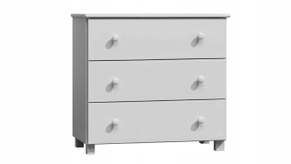 Kúzačka na hrudi 80 cm borovicová skrinka tri zásuvky biele x3