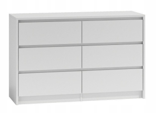 Biely komoda so 6 zásuvkami veľké moderné 120 cm