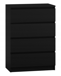 Čierna zásuvka 70 cm moderná skrinka 4 zásuvky