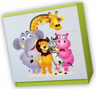 Detská komoda biela zelená === Zoo 3 zásuvky