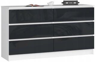 Zásuvky K 140 cm 6 zásuviek Graphite High Gloss