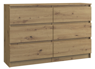 Marcysia hrudník zásuviek so 6 zásuvkami 120 cm dubový remeselník