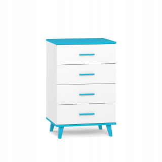 Mládežnícka komoda HLADKÁ COD01 MODRÁ MODRÁ