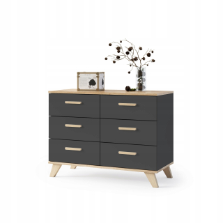 Scandi Scandinavian Style Trh s zásuvkami 100 cm grafit/wotan