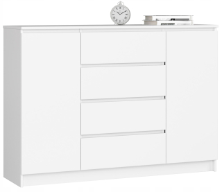 Šatník komoda 140 cm 4 zásuvky 2 dvere biele veľké