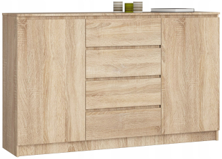 Šatníková komoda 160 cm 4 zásuvky 2 dvere Sonoma Light