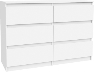 Skrinka na komoda 120 cm 6 bielych zásuviek