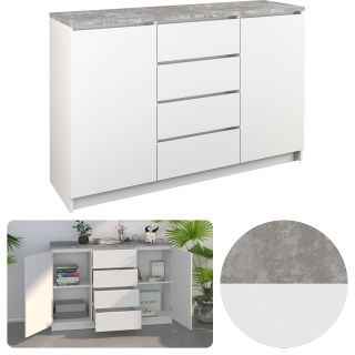 Zásuvky na kabinetu 2d4s 120 cm biely betón B22 zásuvky