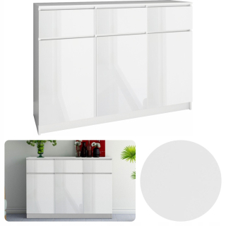 Zásuvky 3d3s skrinka 120 cm biely lesk 3 zásuvky 3