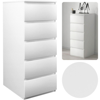 Skrinka na komoda 5 zásuvky Knižnica W5 40x111x45 biela